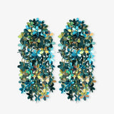 Blue/Green Earrings Sequin Flower Rain Fleur - Ohrhänger - 24kt vergoldet