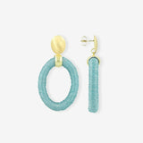 Beaded Threated Aquamarine Oval Earrings - Ohrhänger - Vergoldet