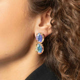 Maudi Oval Wasserfall mit zwei Steinen M Holo - Ohrstecker - 18kt vergoldet