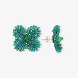 Flower Earring S Light Ocean Green - Ohrringe - 18k vergoldet