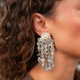 Sequin Detailled Flower Rain Silver - Ohrringe - 18k vergoldet