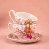 Fuchsia Ohrringe Four Framed Stones with Pin Anya - Ohrhänger - 18kt Vergoldet