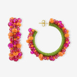 Urchin Irr. Stones M - Apricot/Fuchsia – Creolen – 18kt vergoldet