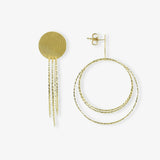 Classic Earring Brushed Round Triple Hoops Glow M - Ohrringe - 18k vergoldet