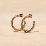 Gold/Kristall Stevie Gedrehte Tennis Ohrringe M - Creolen - 18kt vergoldet