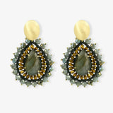 Drop L Crystal Double Tigereye Green Gold - Ohrringe - 18k vergoldet