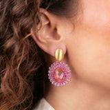 Rosa Ohrringe Oval with Stone XS Mikky - Ohrhänger - 18kt Vergoldet