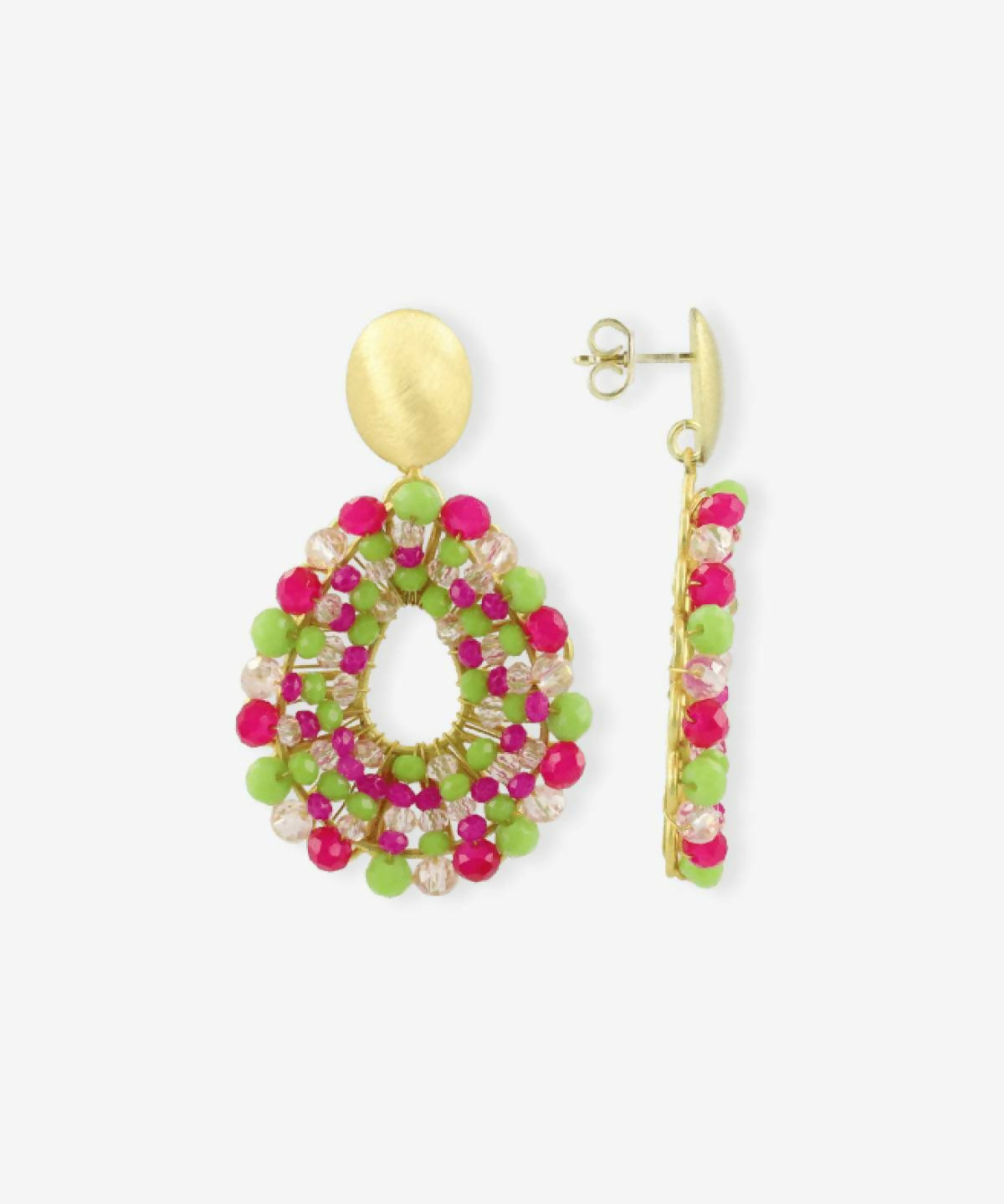 Open Drop S Element - Fuchsia/Lime – Ohrhänger – 18kt vergoldet