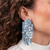 Light Blue Earrings Sequin Flower Rain Fleur - Ohrhänger - 24kt vergoldet