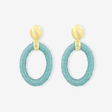 Beaded Threated Aquamarine Oval Earrings - Ohrhänger - Vergoldet