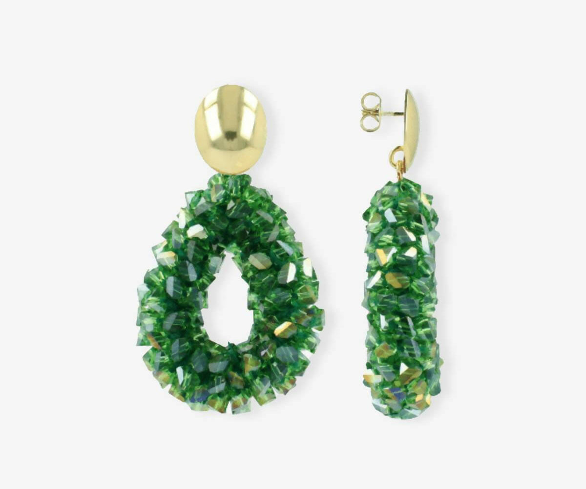 Drop S Raw Bright Green Earrings - Ohrhänger - 18kt vergoldet