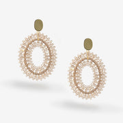 Double Stone Oval - Drop Earrings - 18k gold-plated