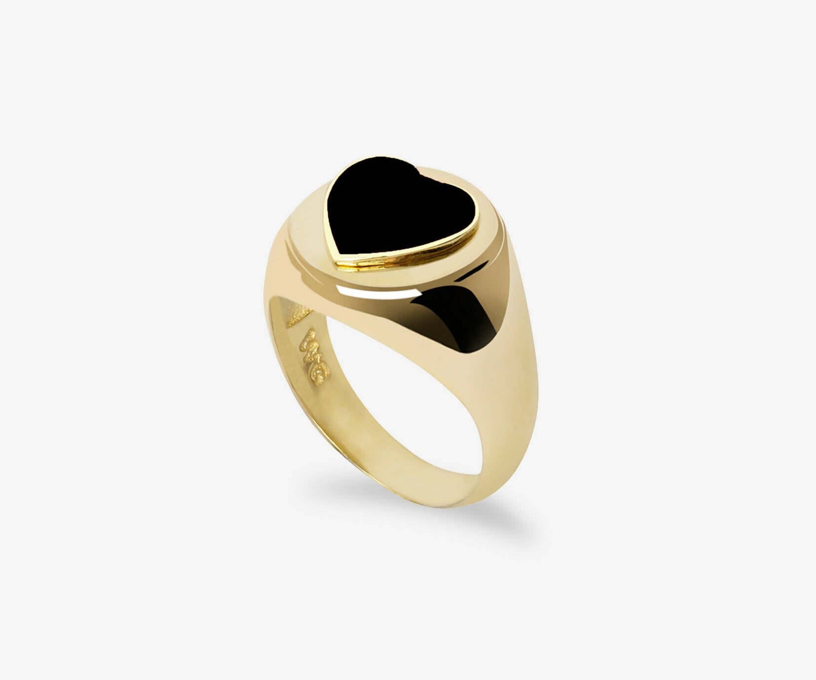 Gold Black Heart Ring - Ring - 18k vergoldet