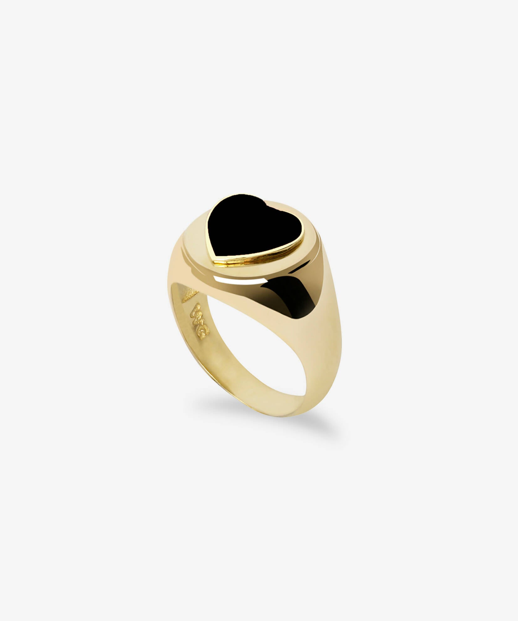 Gold Black Heart Ring Ring 18k vergoldet - Main Image