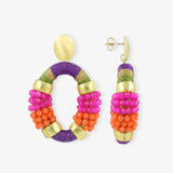 Combi Oval M Premium Purple/Fuchsia Earrings - Ohrhänger - 18kt vergoldet